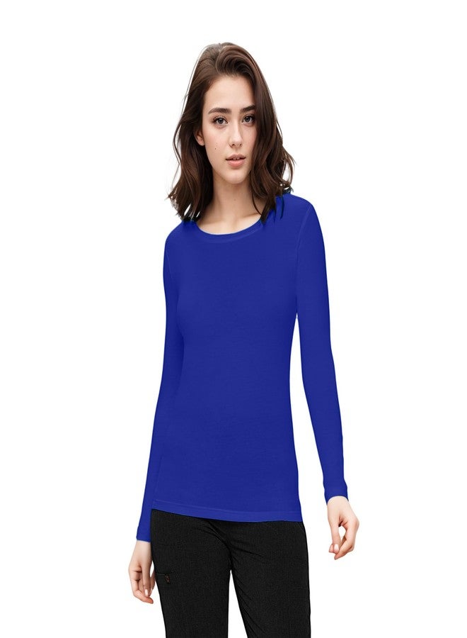 Natural Uniforms Women's Under Scrub Tee Crew Neck Long Sleeve T-Shirt (True Royal Blue, Large) - Image 2